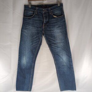 Nudie Jeans Steady Eddie 33x34 Medium Blue Whistle Wash NJ3894 Men's Straight